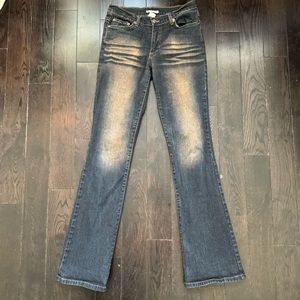 Vintage Y2K Forever 21 Indigo Washed Faded Denim Flare Wide Leg Jeans Sz. 9